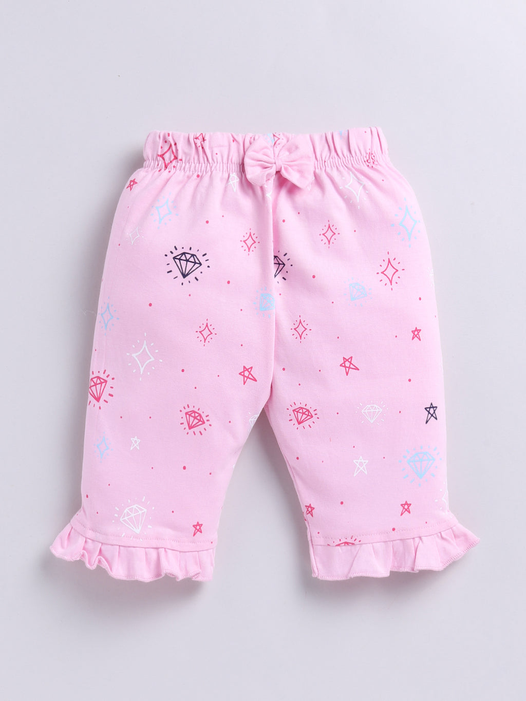 Kidcity Baby Girls Capri Combo set (pack of 2) | Cotton Sinker Capri| baby Pink Capri front view