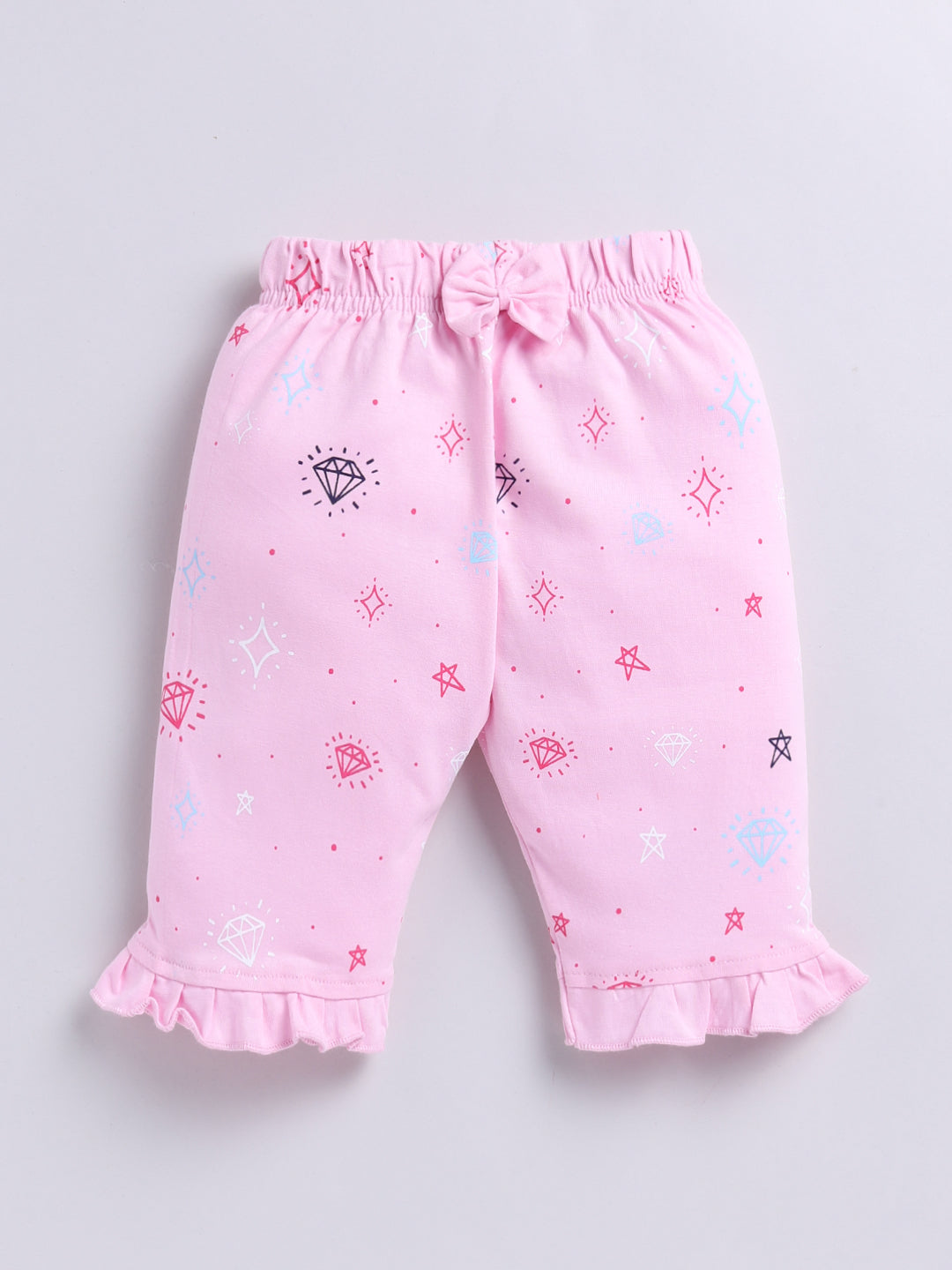 Kidcity Baby Girls Capri Combo set (pack of 2) | Cotton Sinker Capri| baby Pink Capri front view
