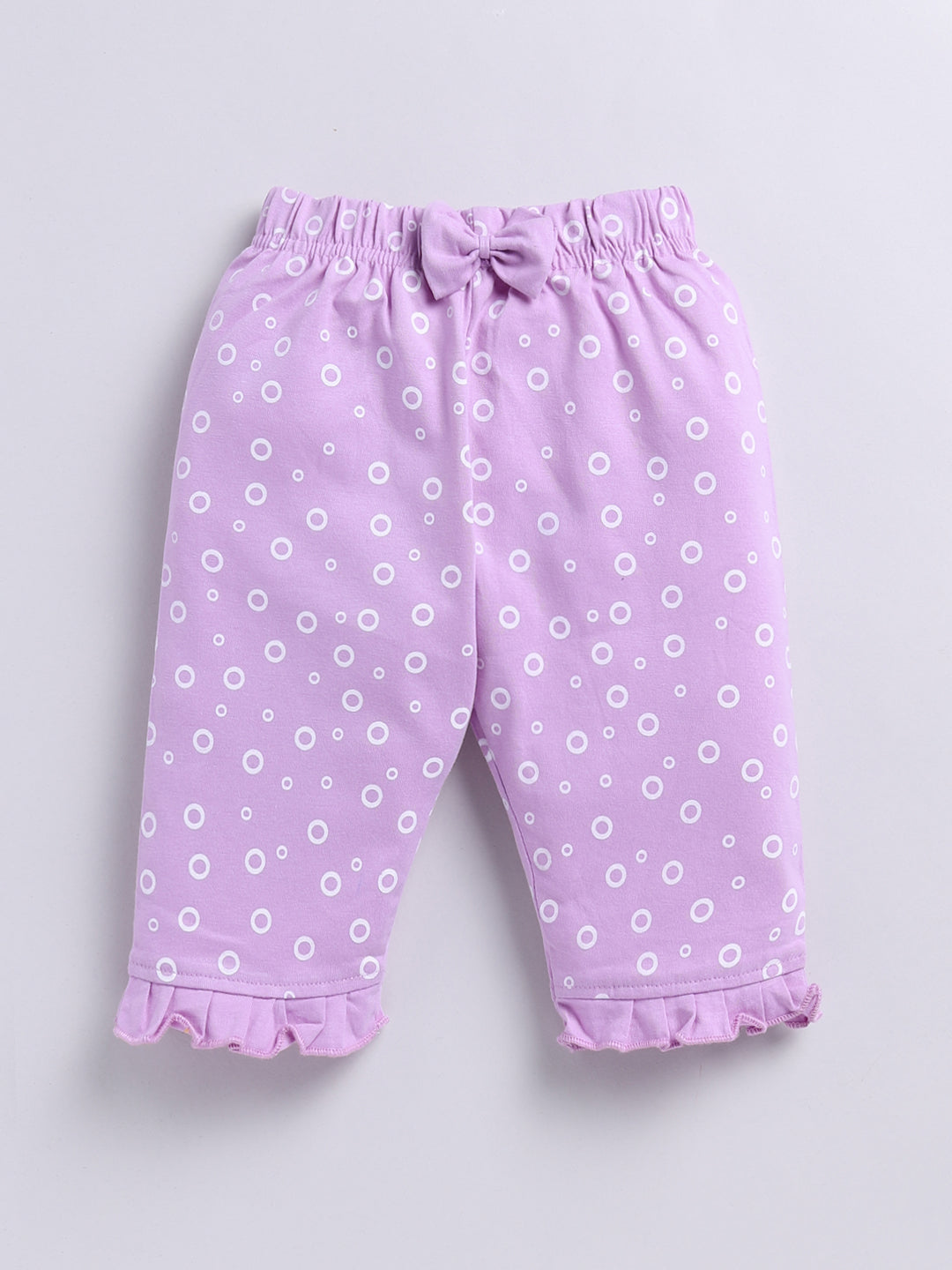 Kidcity Baby Girls Capri Combo set (pack of 2) | Cotton Sinker Capri| levender Capri front view
