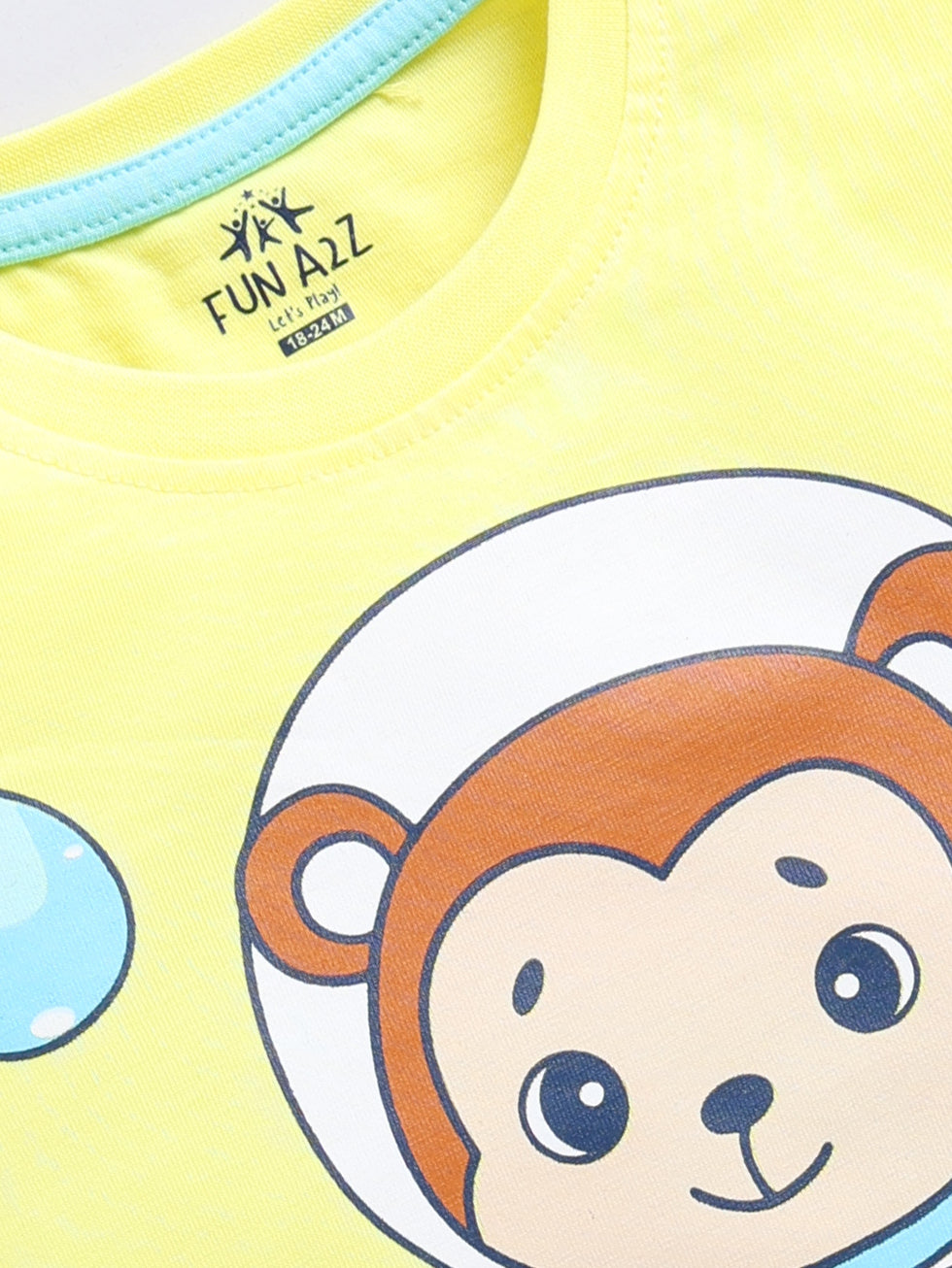 Kidcity Boy's Basic T-Shirt Combo Set (Pack of 2) | Cotton Sinker T-Shirts | Boy's Casual T-Shirts |  Yellow  T-Shirts zoom view