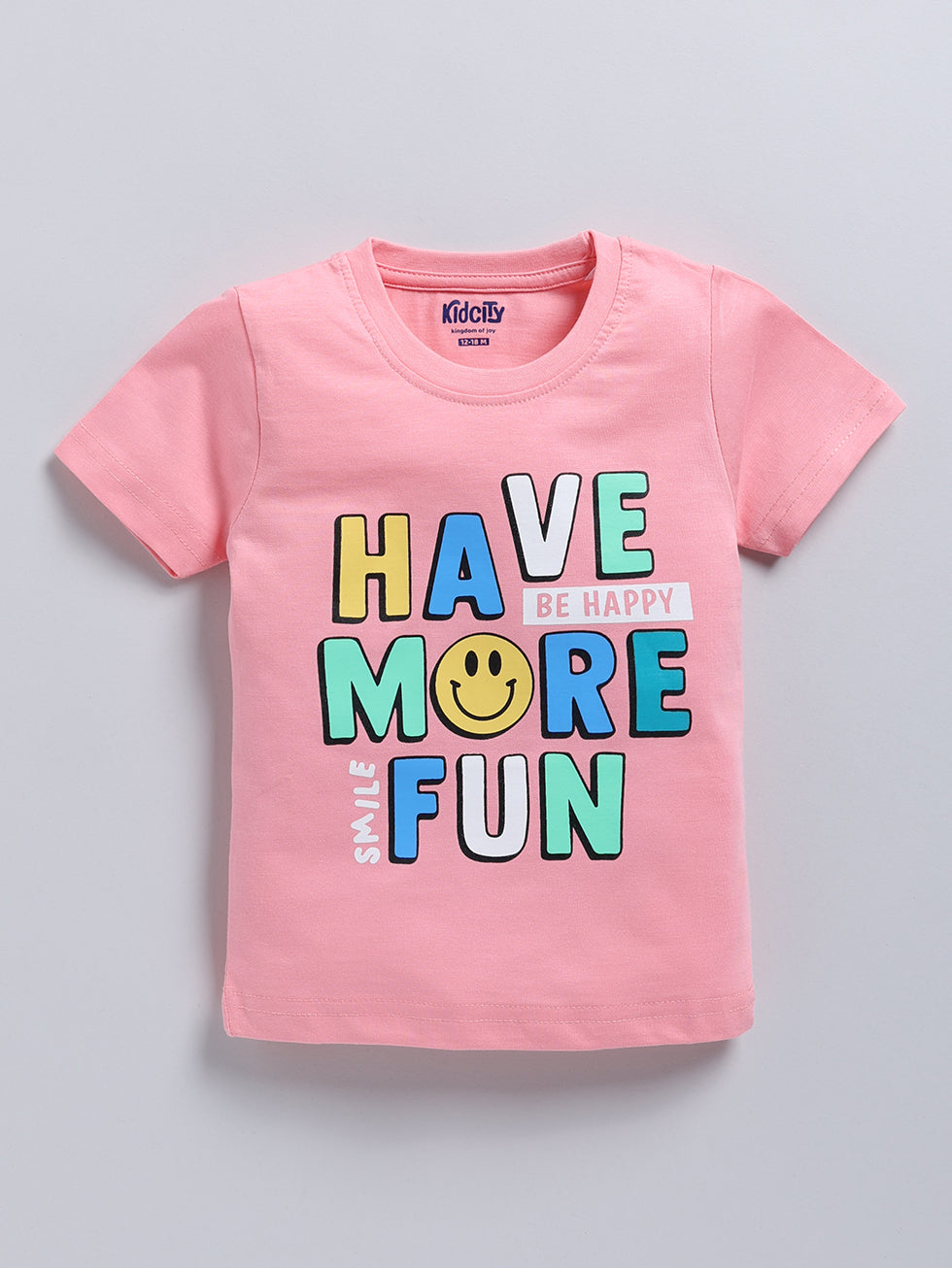 Kidcity Boy's Basic T-Shirt Combo Set (Pack of 2) | Cotton Sinker T-Shirts | Boy's Casual T-Shirts | Baby Pink T-Shirts Front View