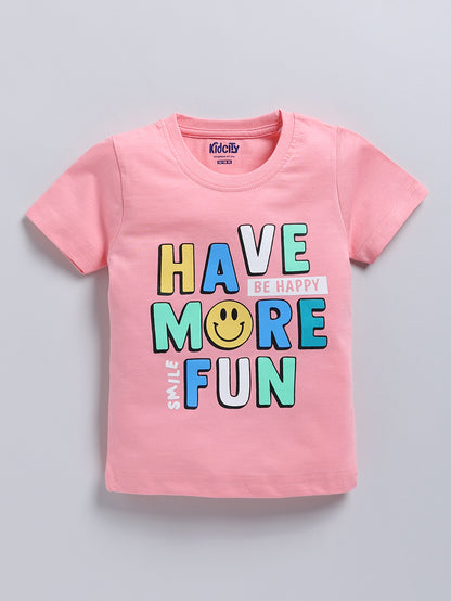 Kidcity Boy's Basic T-Shirt Combo Set (Pack of 2) | Cotton Sinker T-Shirts | Boy's Casual T-Shirts | Baby Pink T-Shirts Front View