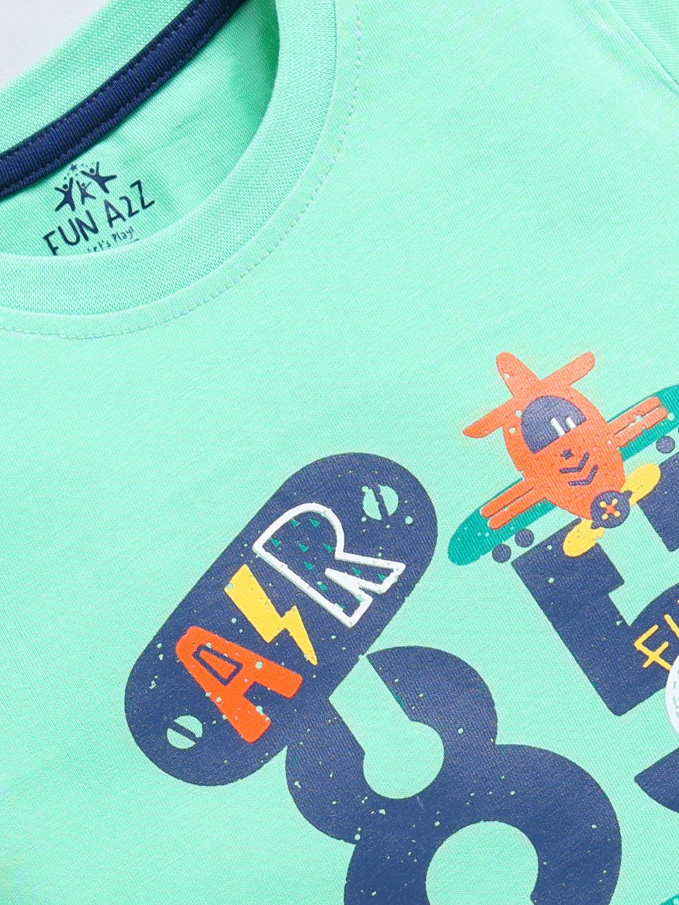 Kidcity Boy's Basic T-Shirt Combo Set (Pack of 2) | Cotton Sinker T-Shirts | Boy's Casual T-Shirts | Sea Green T-Shirts  Zoom View