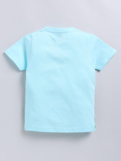 Kidcity Boy's Basic T-Shirt Combo Set (Pack of 2) | Cotton Sinker T-Shirts | Boy's Casual T-Shirts |  Sky Blue T-Shirts  Back View