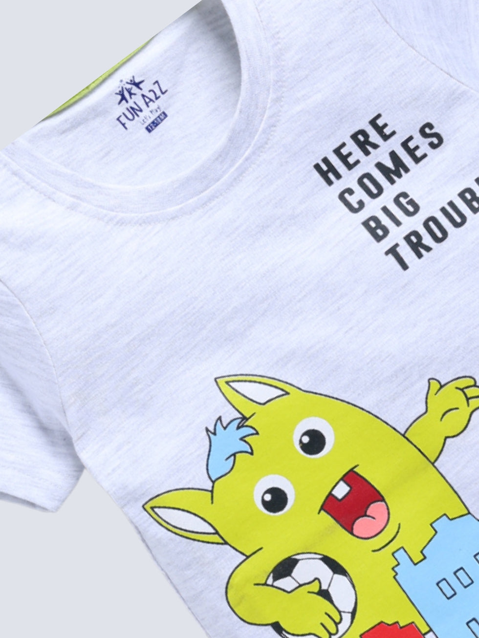 Kidcity Boy's Basic T-Shirt Combo Set (Pack of 2) | Cotton Sinker T-Shirts | Boy's Casual T-Shirts |  White T-Shirts  Zoom View