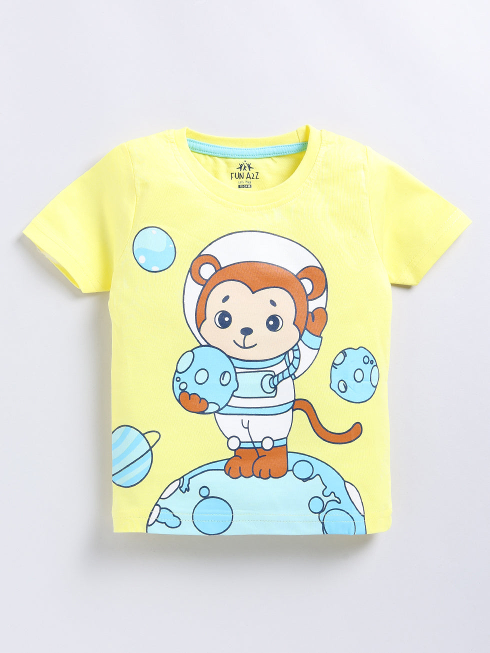 Kidcity Boy's Basic T-Shirt Combo Set (Pack of 2) | Cotton Sinker T-Shirts | Boy's Casual T-Shirts |  Yellow  T-Shirt Front View