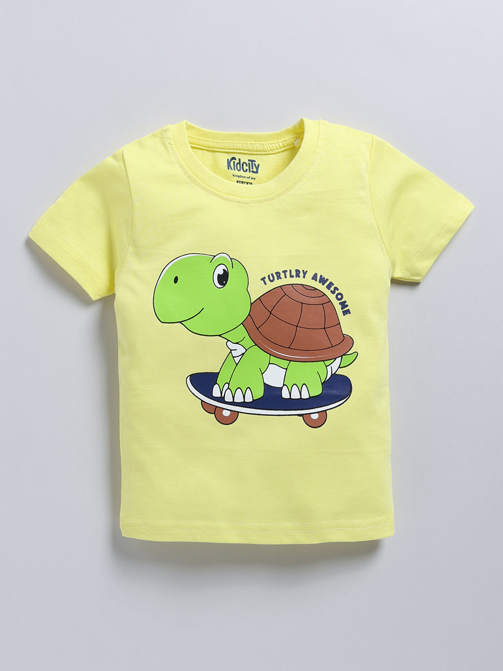 Kidcity Boy's Basic T-Shirt Combo Set (Pack of 2) | Cotton Sinker T-Shirts | Boy's Casual T-Shirts |  Yellow, T-Shirts  Front View