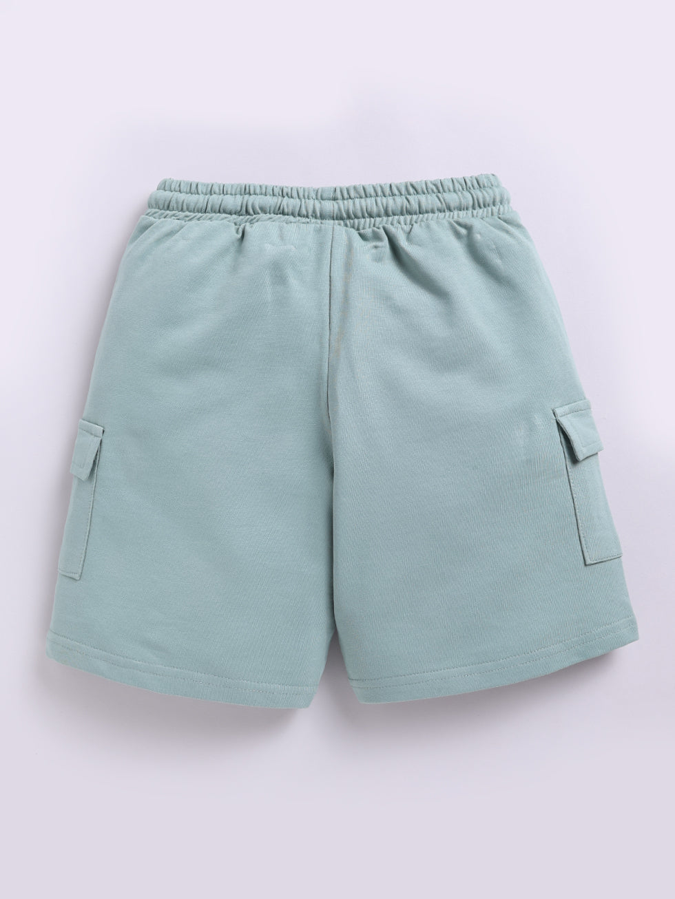 Kidcity Boys Cotton Loopknit Cargo Pocket Casual Shorts - Olive Green Back View
