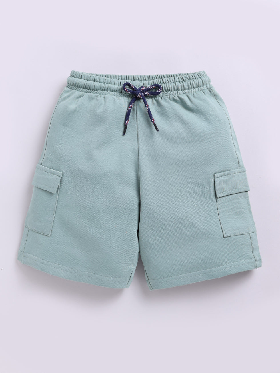 Kidcity Boys Cotton Loopknit Cargo Pocket Casual Shorts - Olive Green Front View