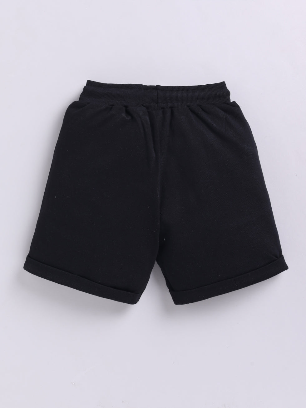 Kidcity Boys Cotton Loopknit Classic Drawstring Shorts - Black Back View