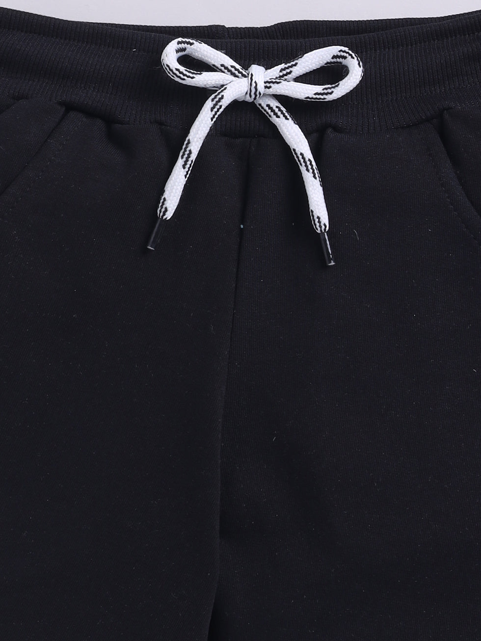 Kidcity Boys Cotton Loopknit Classic Drawstring Shorts - Black Zoom View