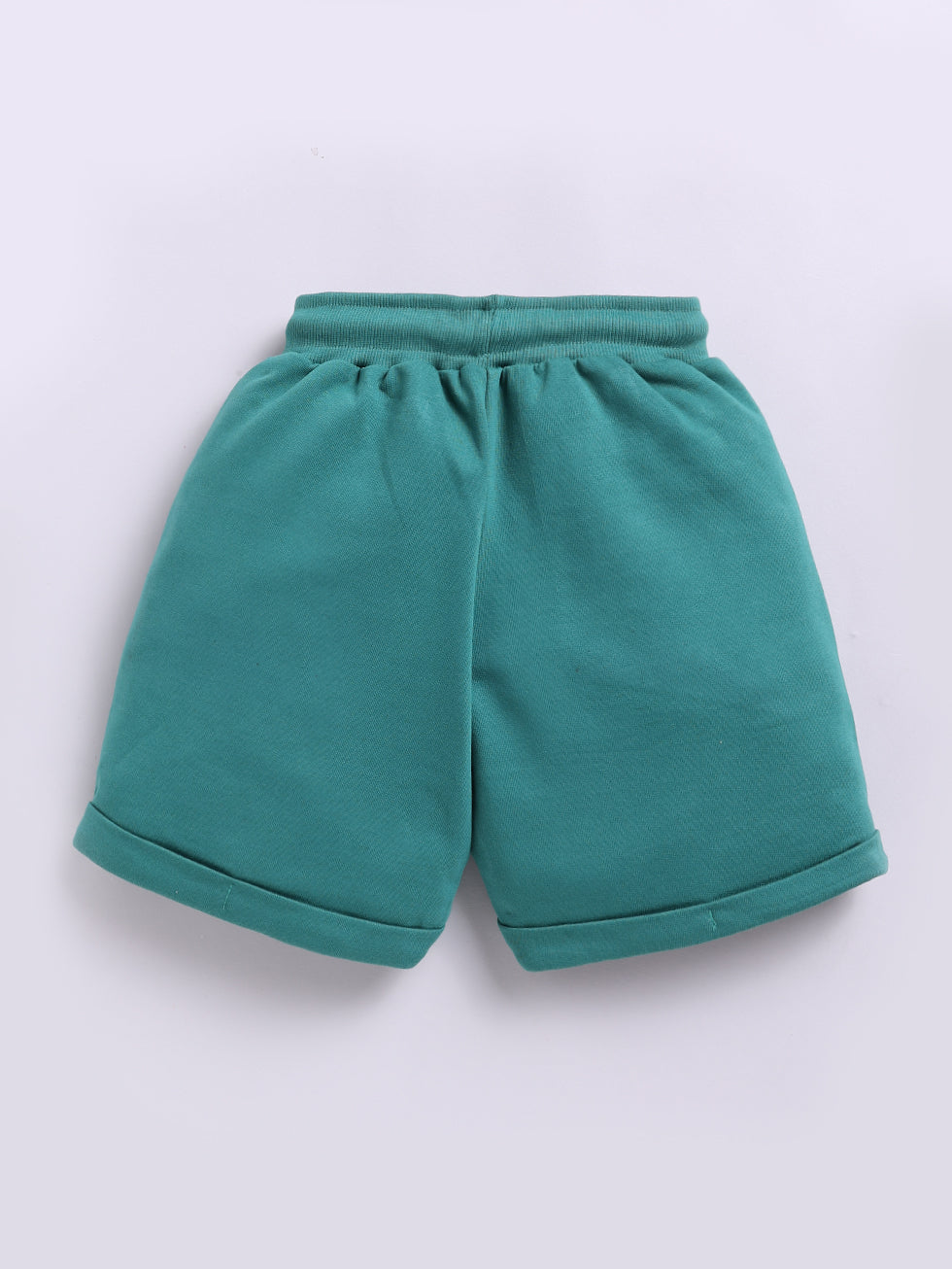 Kidcity Boys Cotton Loopknit Classic Drawstring Shorts - Green Back View