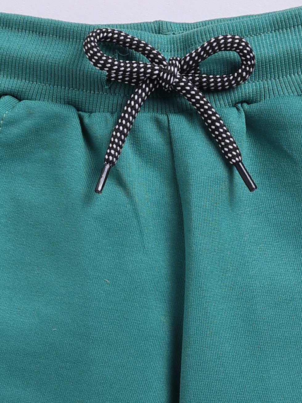 Kidcity Boys Cotton Loopknit Classic Drawstring Shorts - Green Zoom View