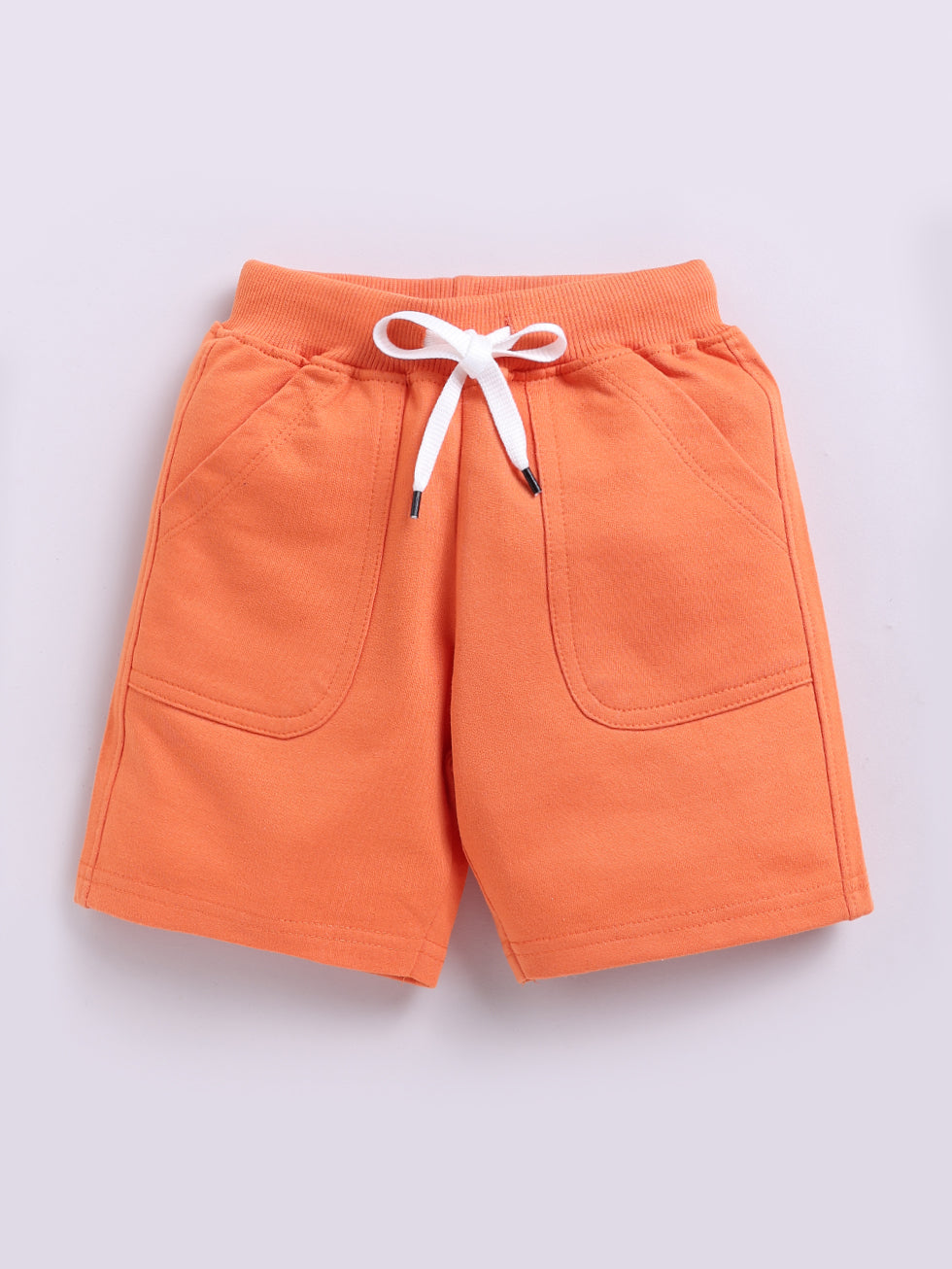 Kidcity Boys Cotton Loopknit Clasual Drawstring Shorts - Orange front view