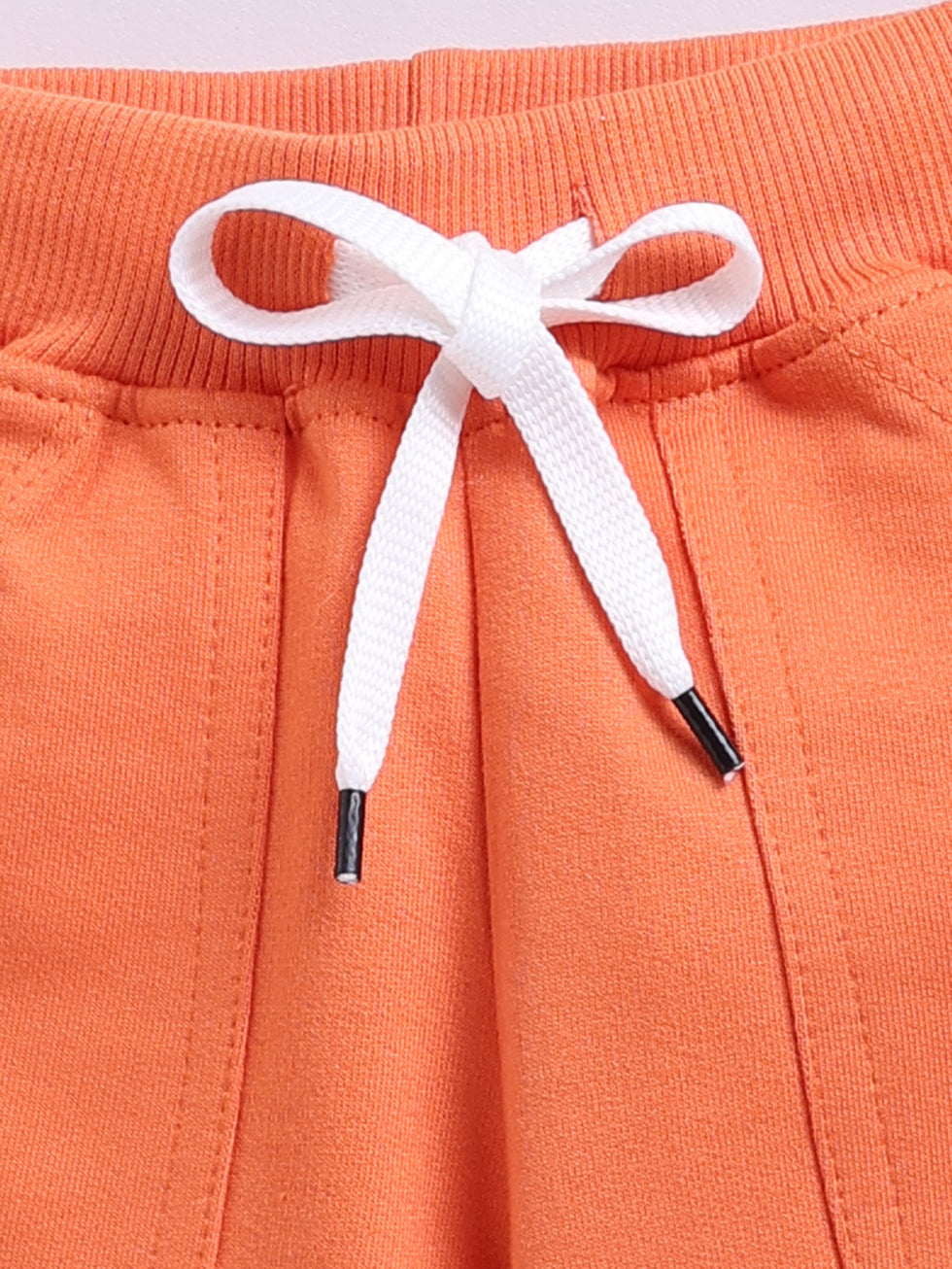 Kidcity Boys Cotton Loopknit Clasual Drawstring Shorts - Orange zoom view