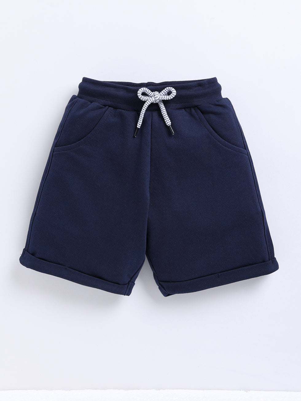 Kidcity Boys Cotton Loopknit Solid Shorts -Navy front view