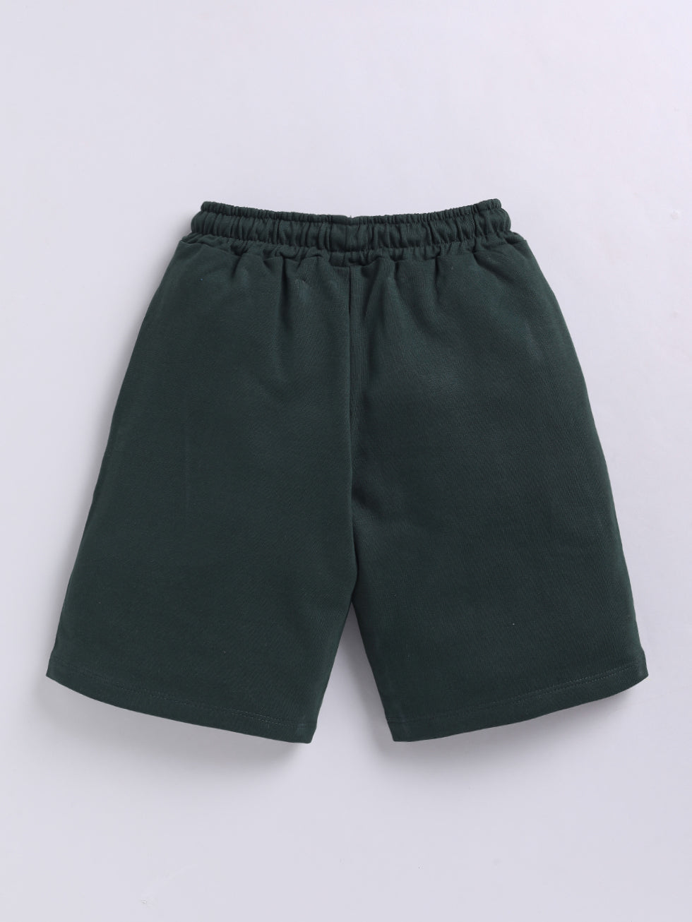 Kidcity Boys Cotton Loopknit Text Casual Shorts - Bottle Green Back View