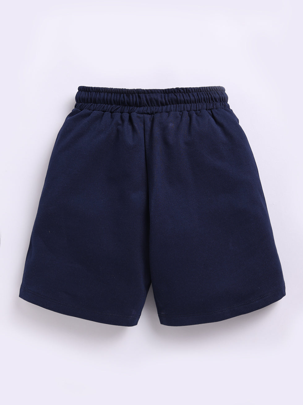 Kidcity Boys Cotton Loopknit Text Casual Shorts - Navy Back View