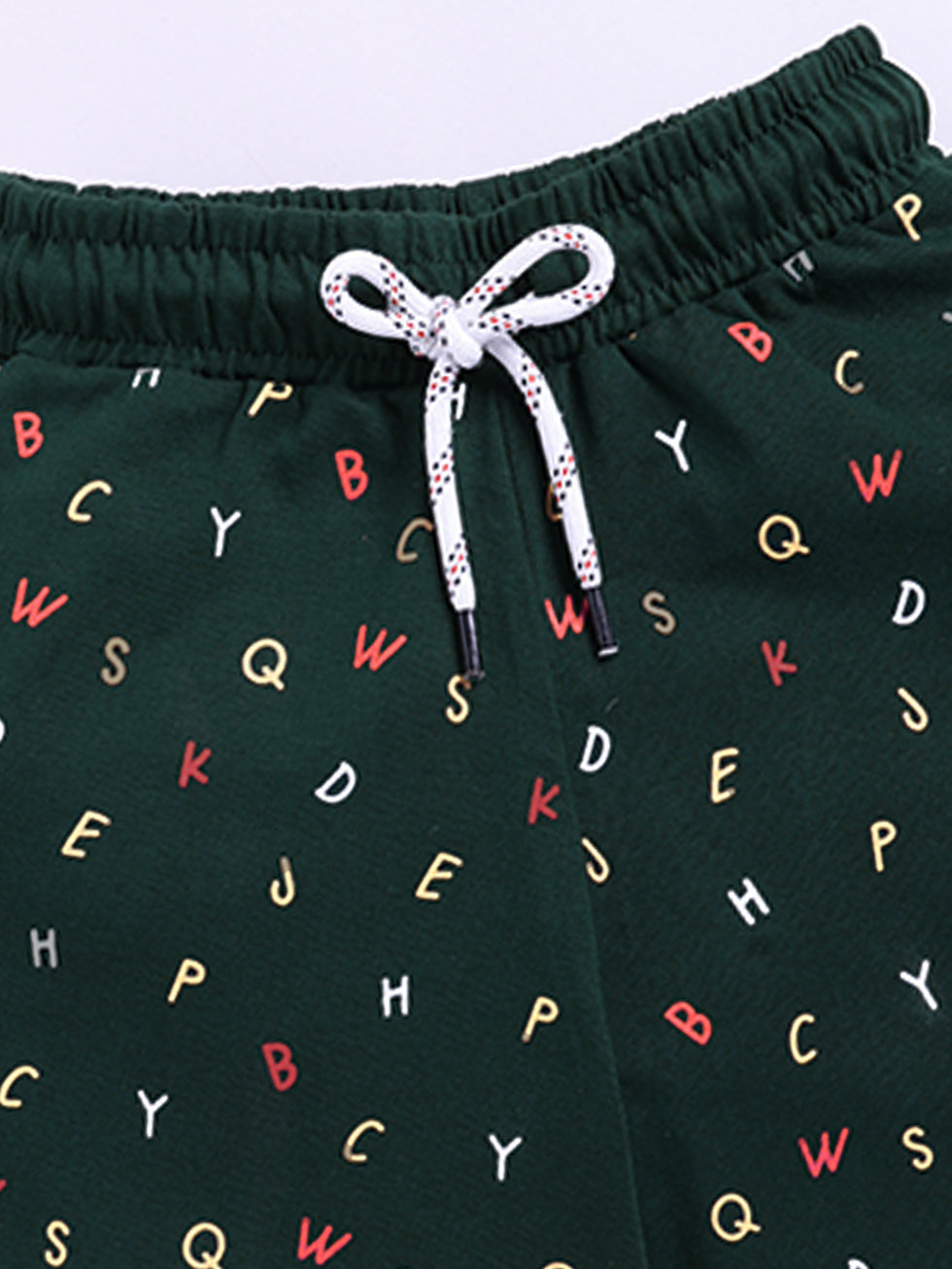 Kidcity Boys Cotton Sinker Alphabet Allover Print Shorts - Bottle Green Zoom View