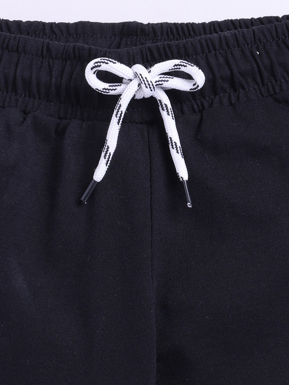 Kidcity Boys Cotton Sinker Forever Young Next Level Text Print Shorts - Black Zoom View
