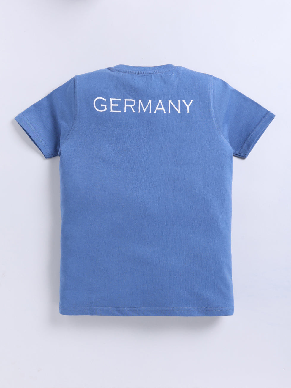 Kidcity Boys Cotton Sinker Germany Travel Text Print Half Sleeves T-Shirts - Light Blue Back View