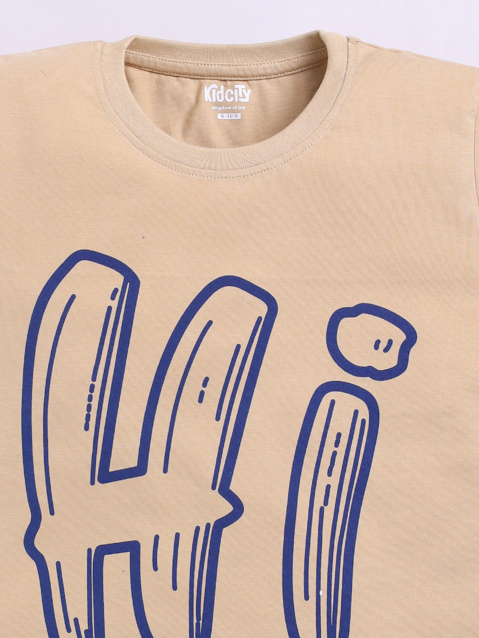 Kidcity Boys Cotton Sinker Half Sleeves Text Print T-Shirts - Beige Zoom VIew