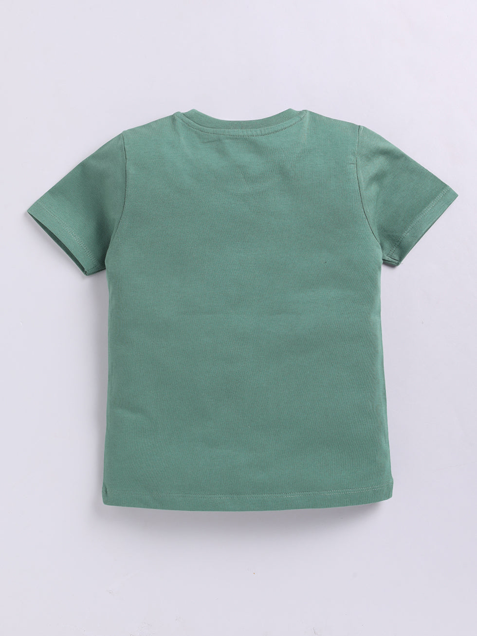 Kidcity Boys Cotton Sinker Mama's Little Man Graphic Half Sleeves T-Shirts - Green Back View
