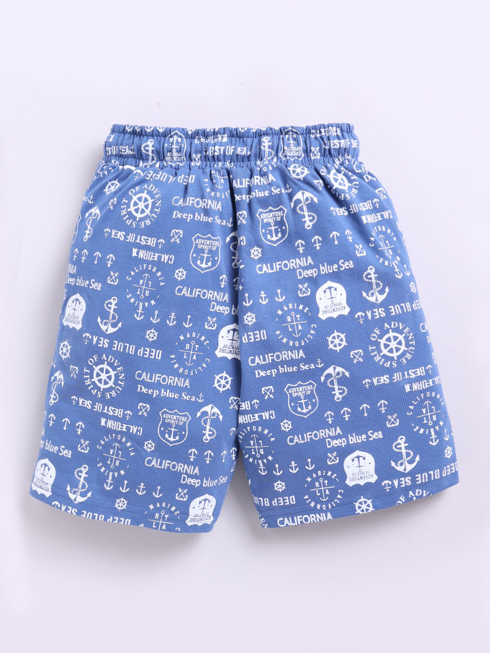 Kidcity Boys Cotton Sinker Nautical Adventure Graphics Shorts - Light Blue Back View