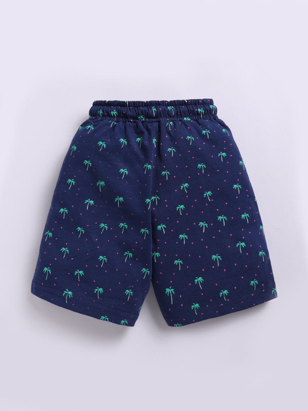 Kidcity Boys Cotton Sinker Palm Tree Print Shorts - Navy Back View