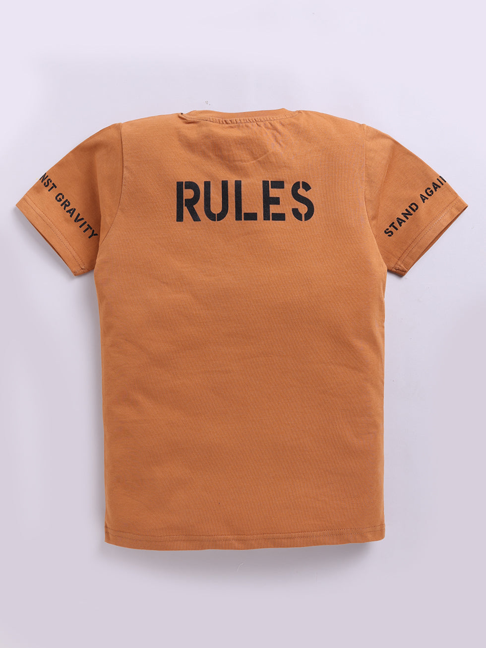 Kidcity Boys Cotton Sinker SK8 Rules Graphic Half Sleeves T-Shirts - Brown Back View