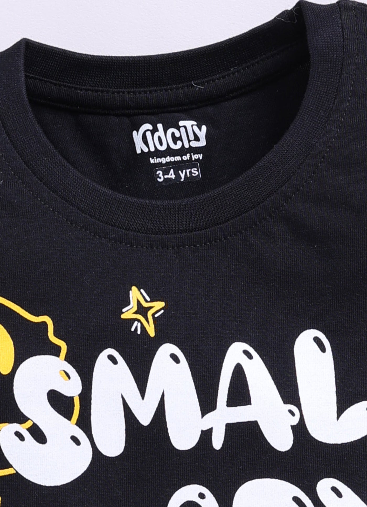 Kidcity Boys Cotton Sinker Small Body Big Energy Graphic Half Sleeves T-Shirts - Black Zoom View