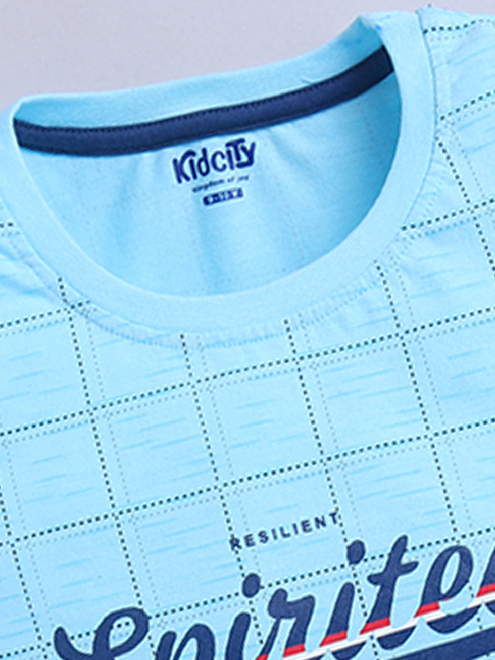 Kidcity Boys Cotton Sinker Spirited Text Placemet Print Half Sleeves T-Shirts - Sky Blue zoom view