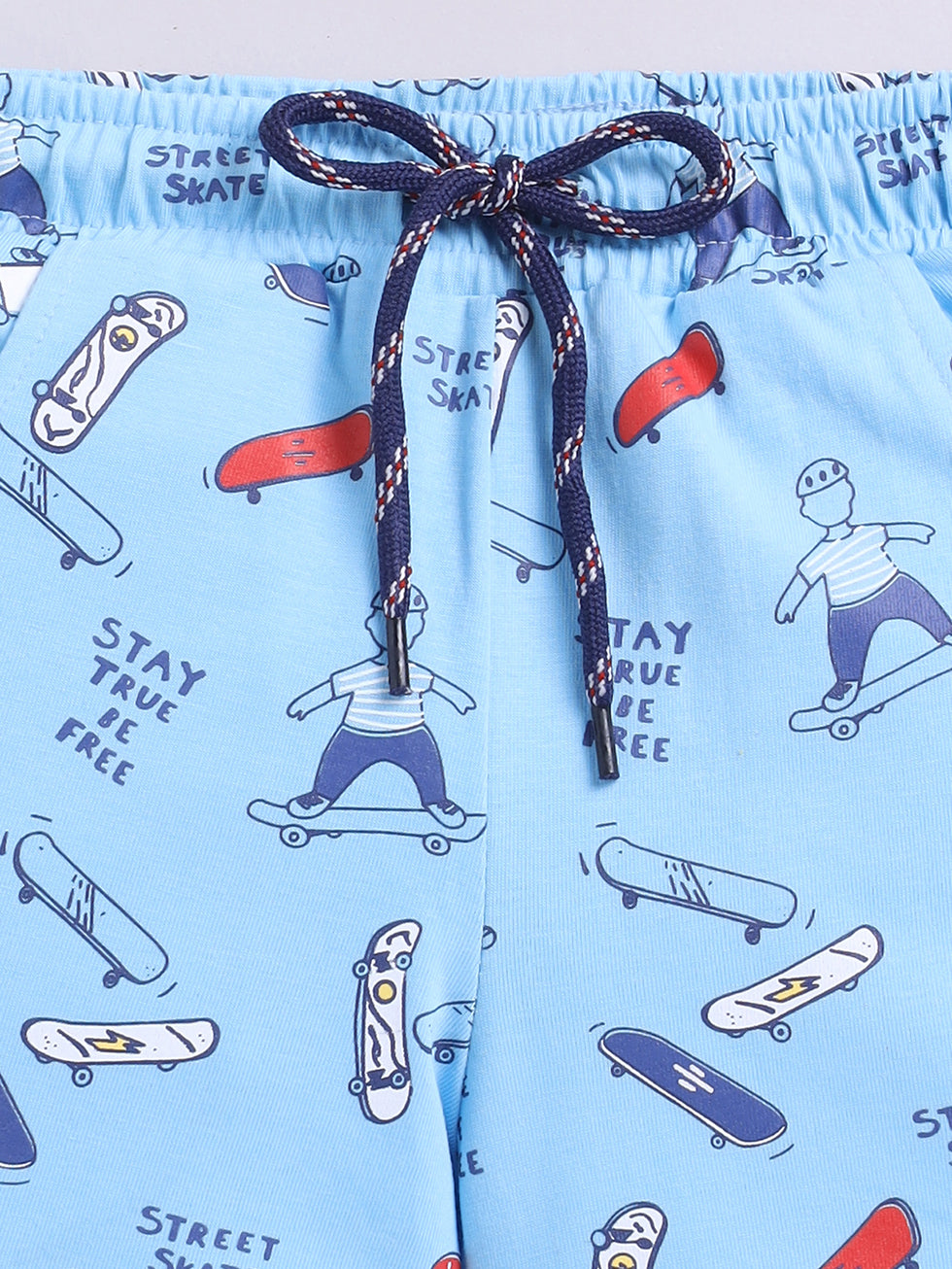 Kidcity Boys Cotton Sinker Street Skate Graphics Shorts - Sky Blue zoom view