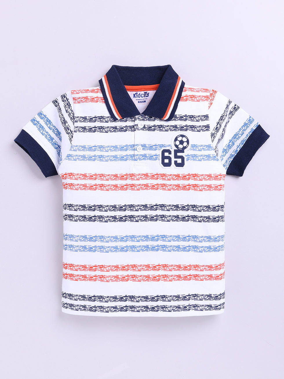 Kidcity Boys Cotton Sinker Striped Half Sleeves T-Shirts - Multicolor front view