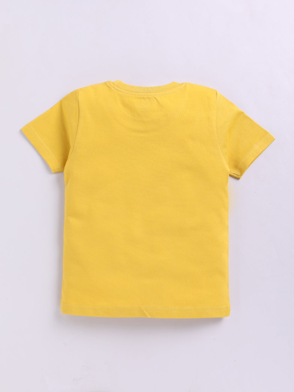 Kidcity Boys Cotton Sinker Text & Skateboard Graphic Half Sleeves T-Shirts - Mustard Back View