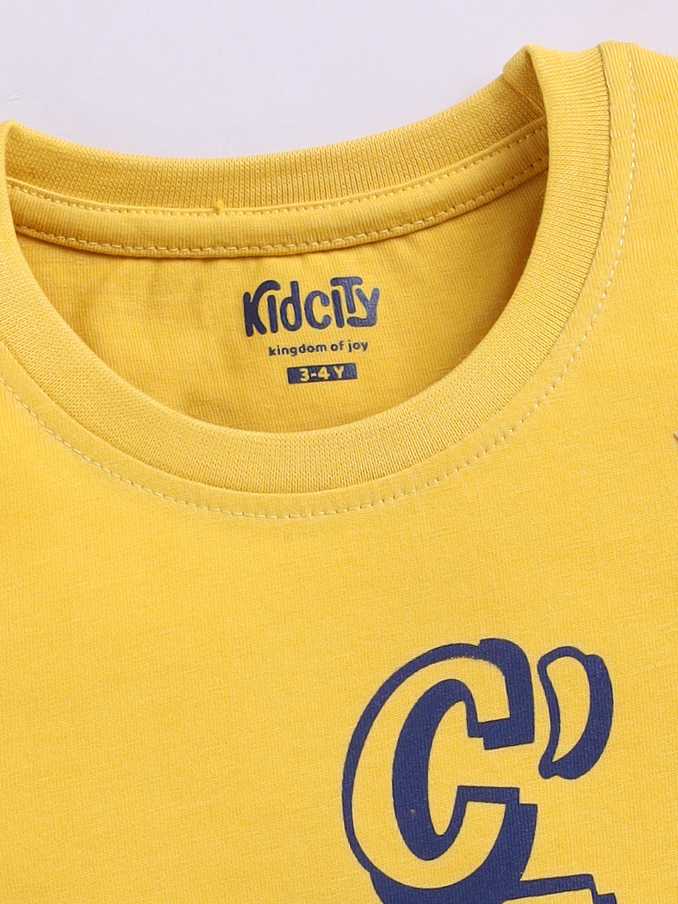 Kidcity Boys Cotton Sinker Text & Skateboard Graphic Half Sleeves T-Shirts - Mustard Zoom View