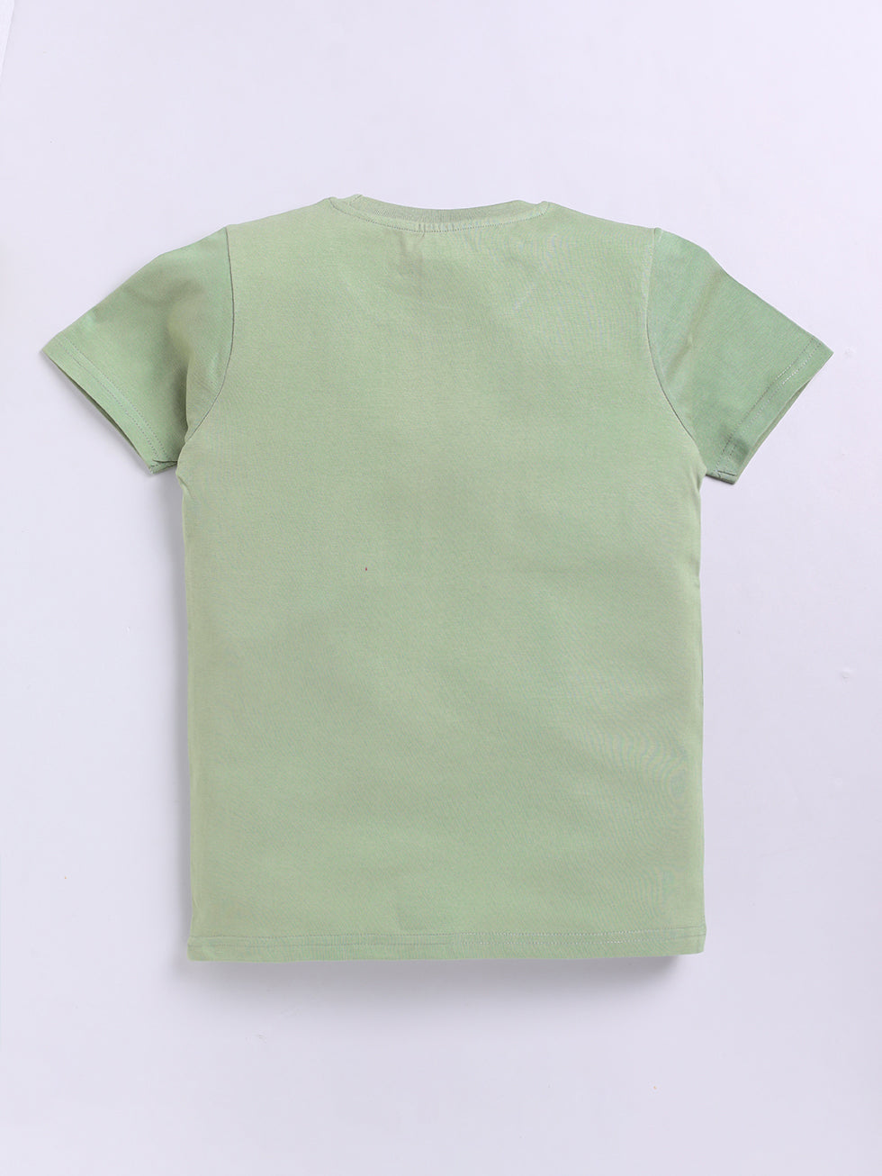 Kidcity Boys Cotton Sinker Text and Tree Graphic Half Sleeves T-Shirts - Light Green Back View