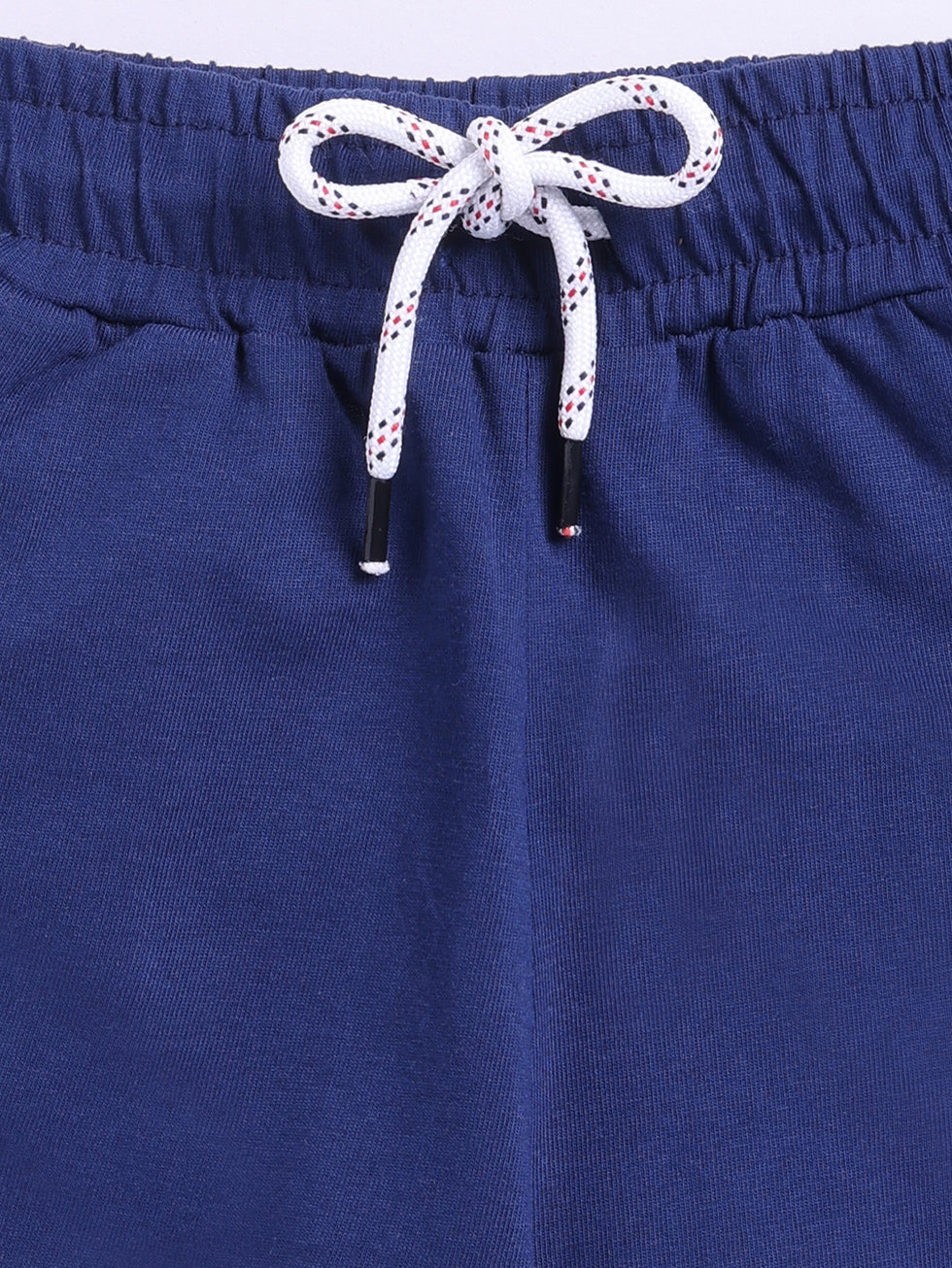 Kidcity Boys Cotton Sinker Vintage EST 1974 Text Print Shorts - Royal Blue Zoom View