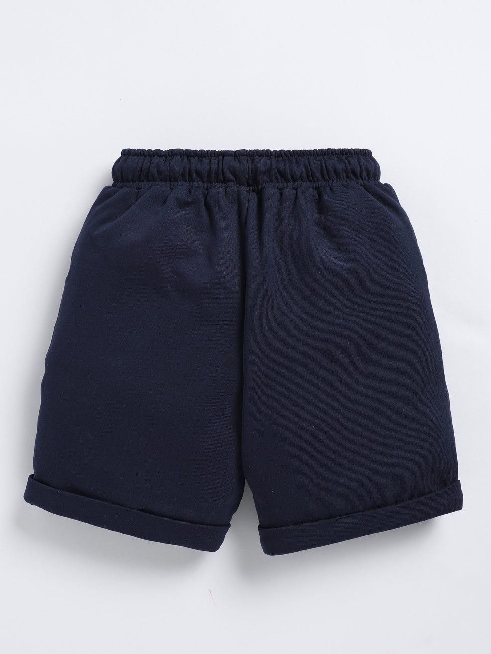 Kidcity Boys Soft Cotton Loopknit Racing Theme Shorts - Navy back view-Navybackview