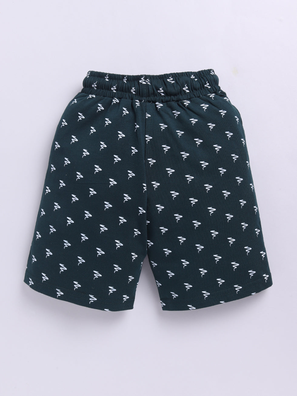 Kidcity Boys Soft Cotton Sinker Abstract Print Shorts - Bottle Green back view