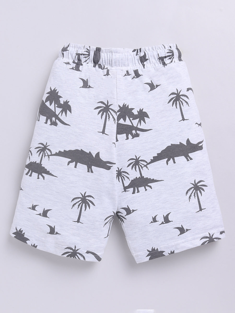 Kidcity Boys Soft Cotton Sinker Animal and Tree Print Shorts - Grey back view