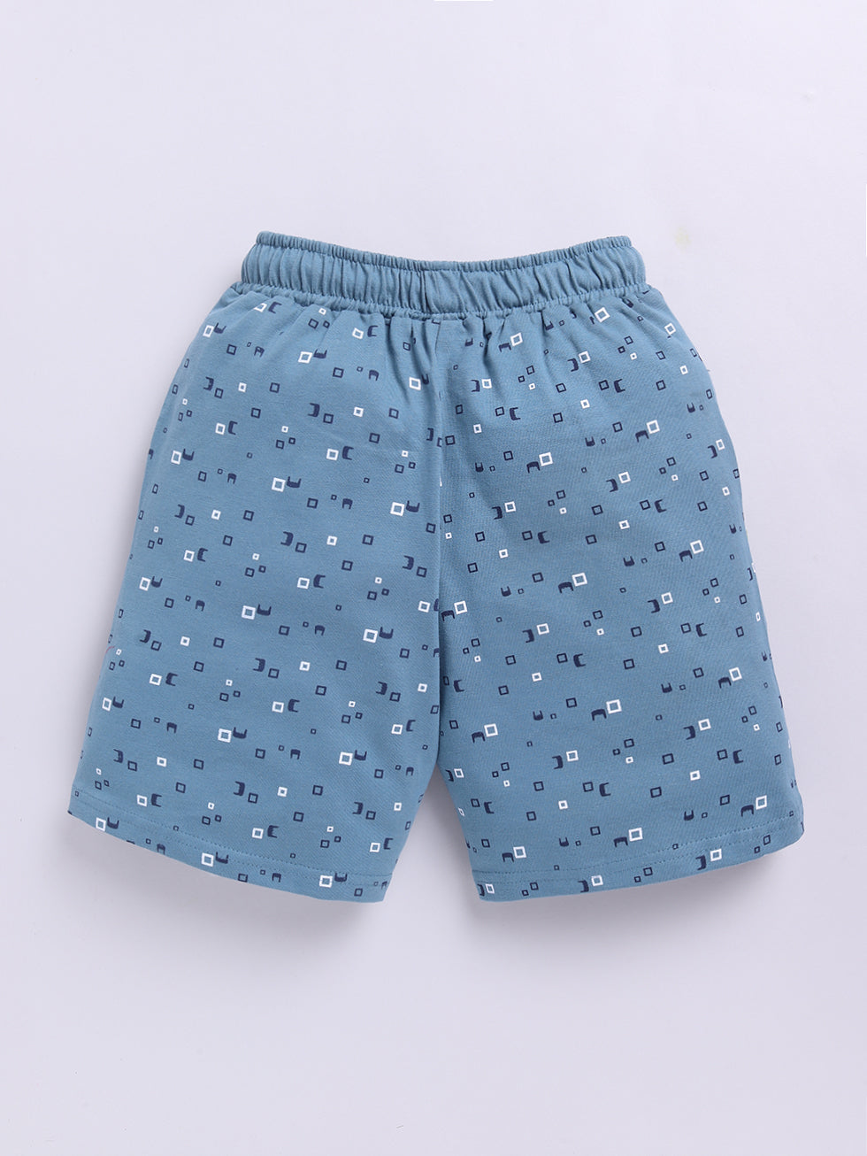 Kidcity Boys Soft Cotton Sinker Geometric Print Shorts - Grey Back View