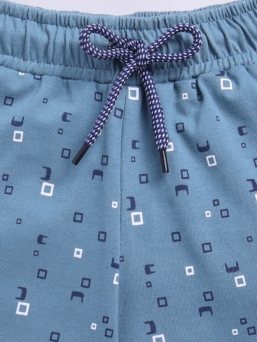 Kidcity Boys Soft Cotton Sinker Geometric Print Shorts - Grey Zoom View