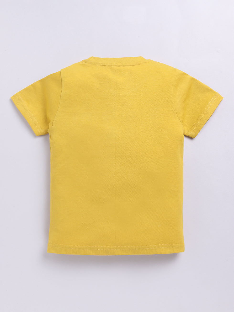 Kidcity Boys Soft Cotton Sinker Half Sleeve Camera & Text Print T-Shirts - Mustard back view