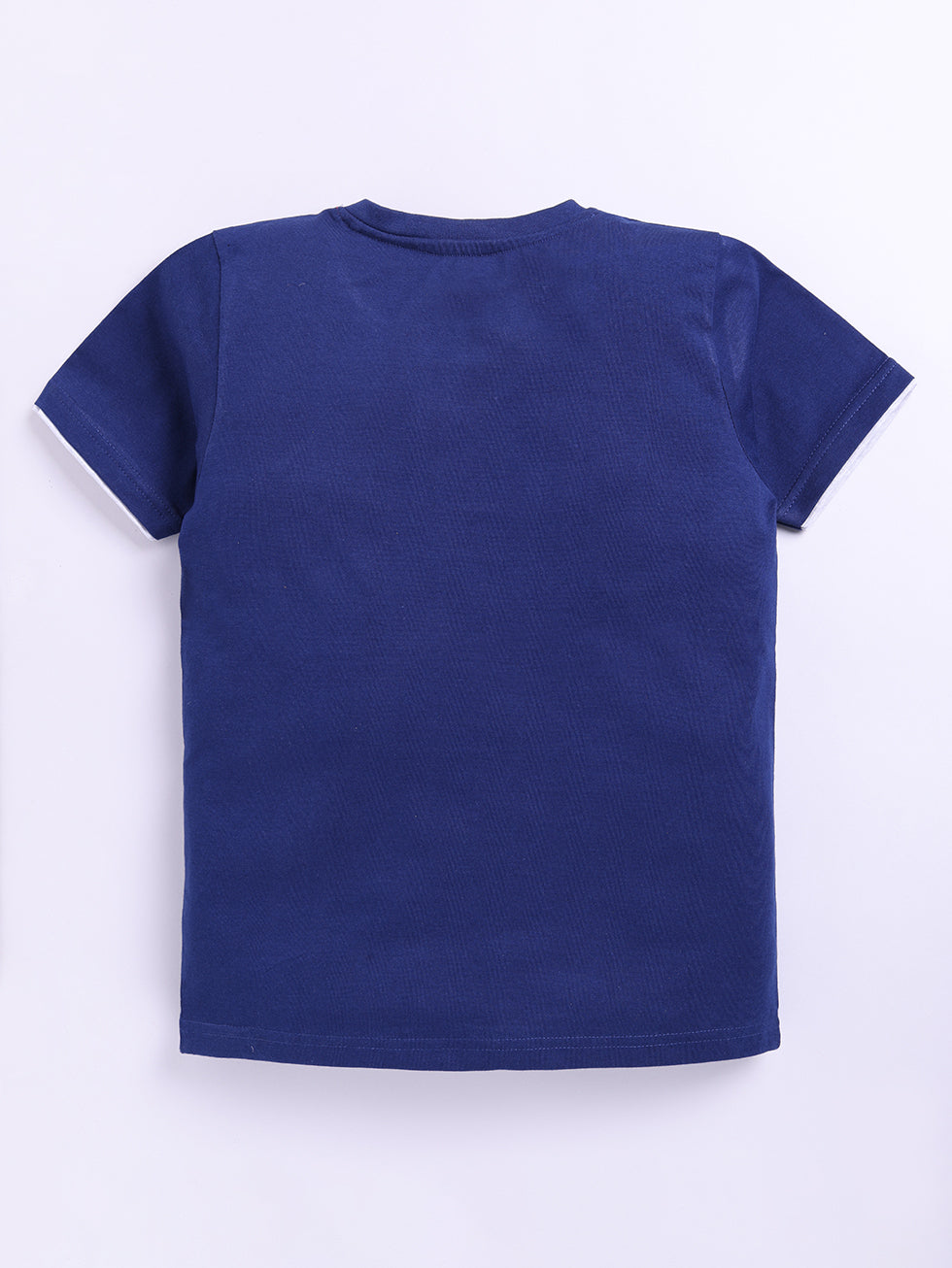 Kidcity Boys Soft Cotton Sinker Half Sleeve Henley Neck T-Shirts - Navy back view