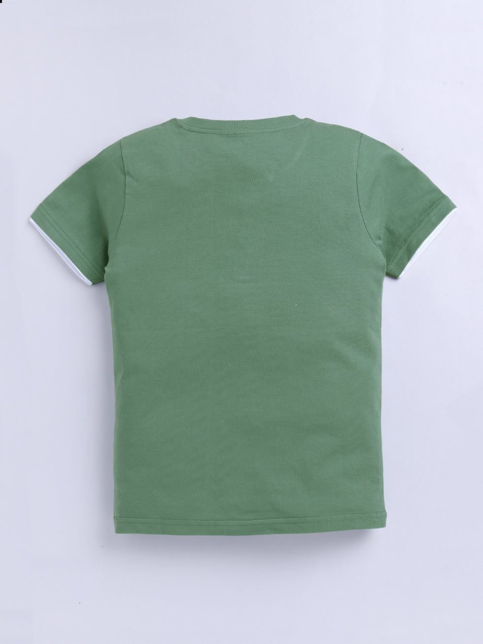Kidcity Boys Soft Cotton Sinker Half Sleeve Henley Neck T-Shirts - Olive Green Back View