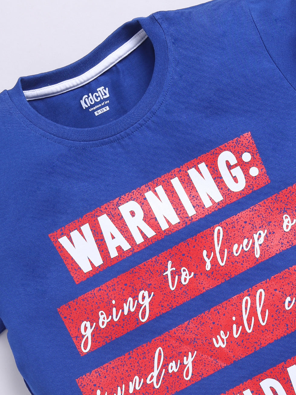 Kidcity Boys Soft Cotton Sinker Half Sleeve Text Print T-Shirts - Royal Blue zoom view
