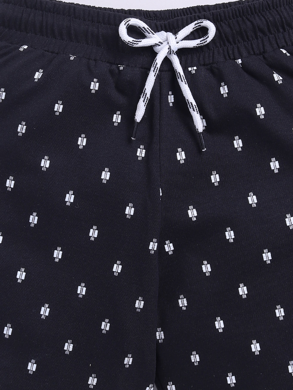 Kidcity Boys Soft Cotton Sinker Knit All Over Print Shorts - Black zoom view