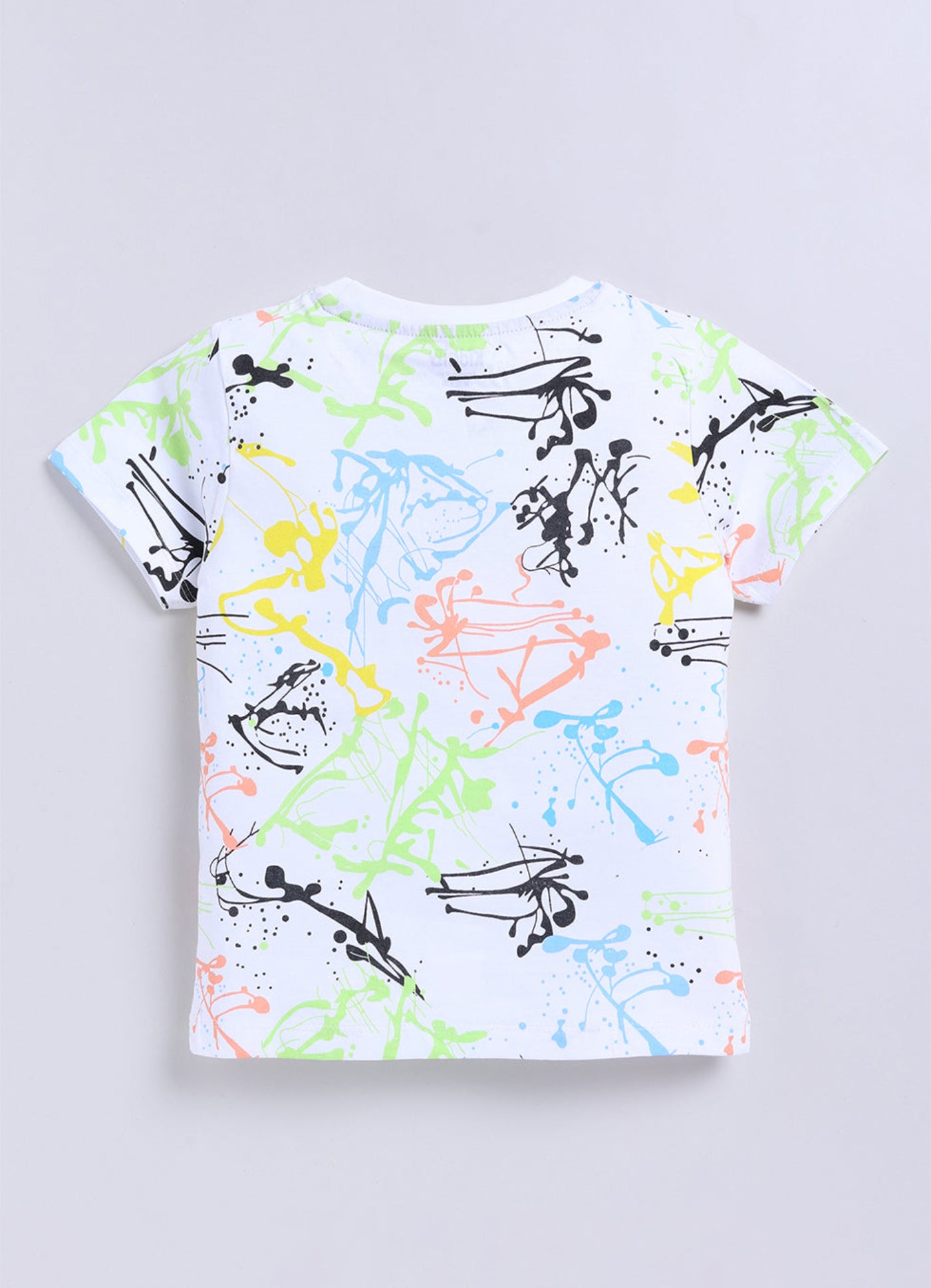 Kidcity Boys Soft Cotton Sinker Knit Half Sleeves Text Print T-Shirts - White back view