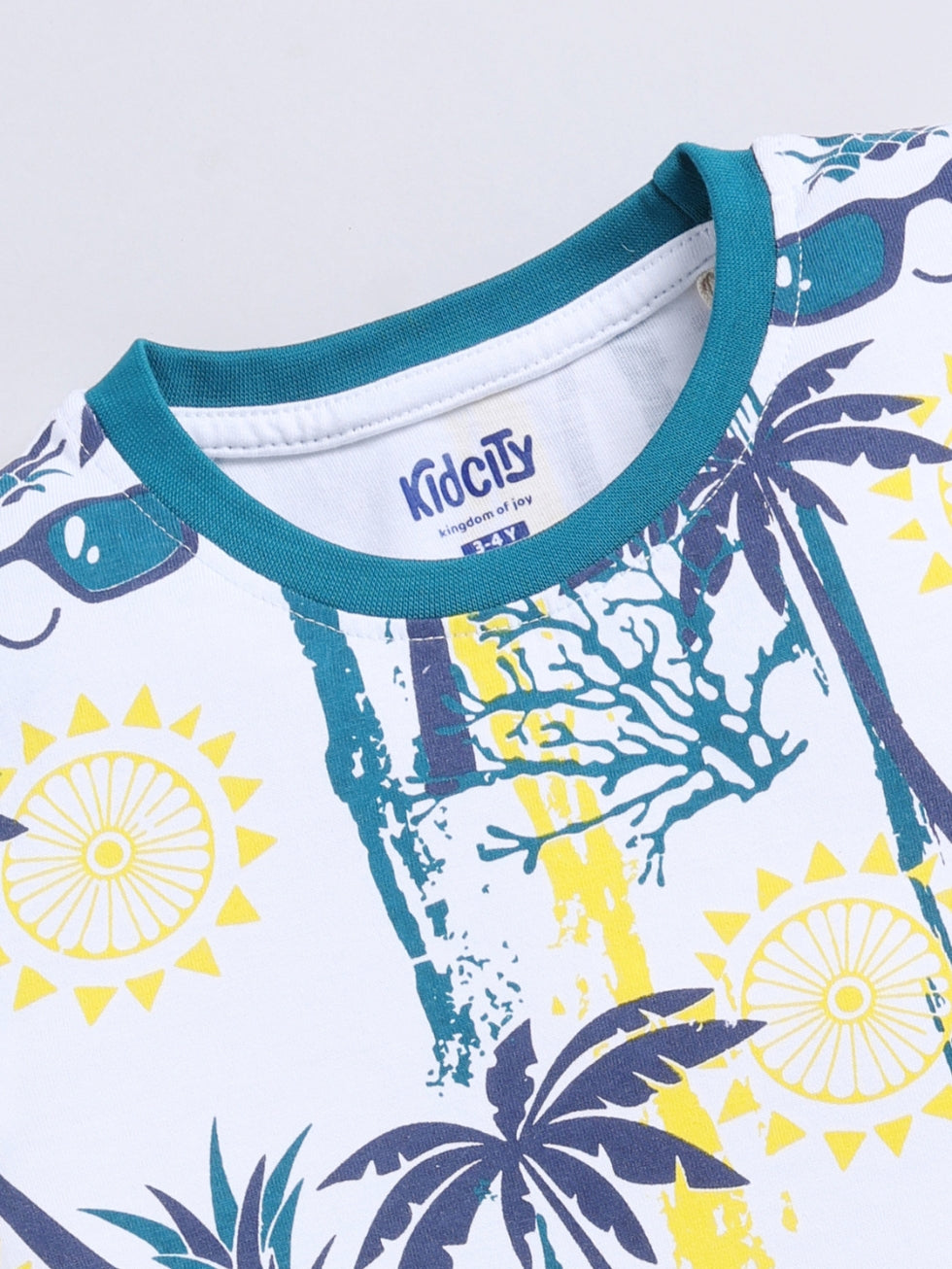 Kidcity Boys Soft Cotton Sinker Knit Half Sleeves Tree & Sunglass Print T-Shirts - Multicolor zoom view